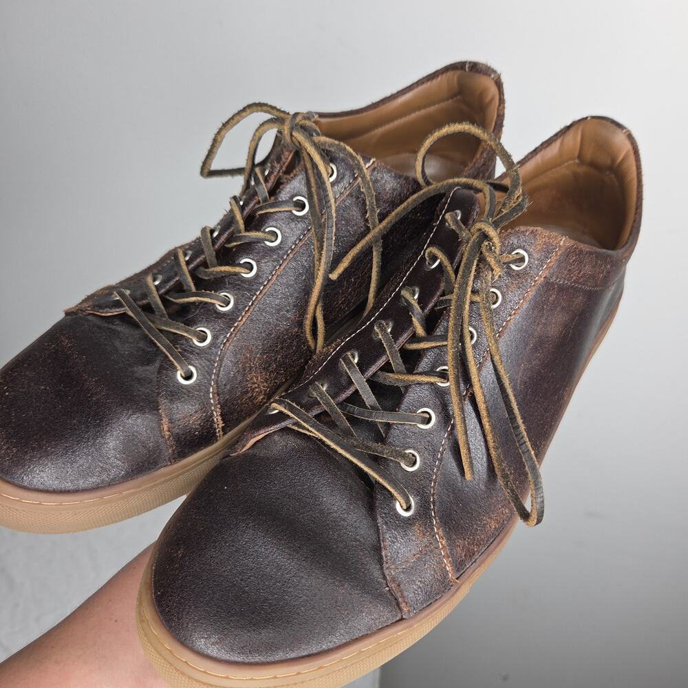 Thursday Shoes Mens 12 Premier Low Top Everyday Sneakers Brown Leather Gum Sole